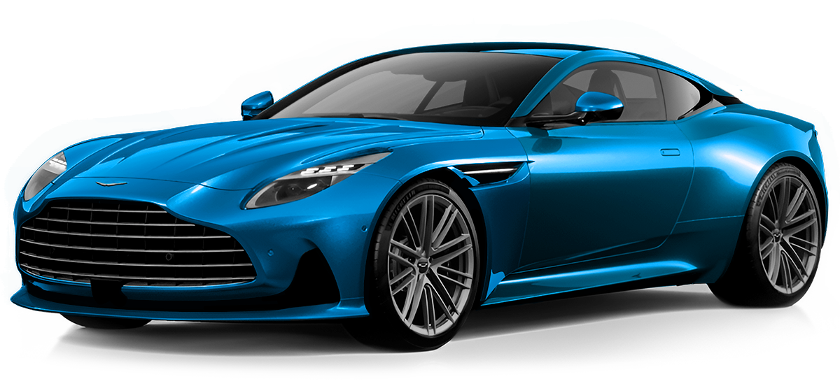 Blue sports car on a white background, shown in side view.