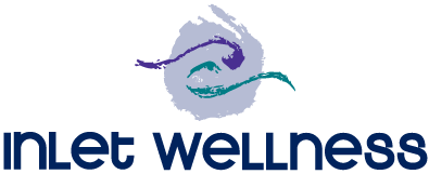Inlet Wellness logo with a purple and teal swirling wave above dark blue text