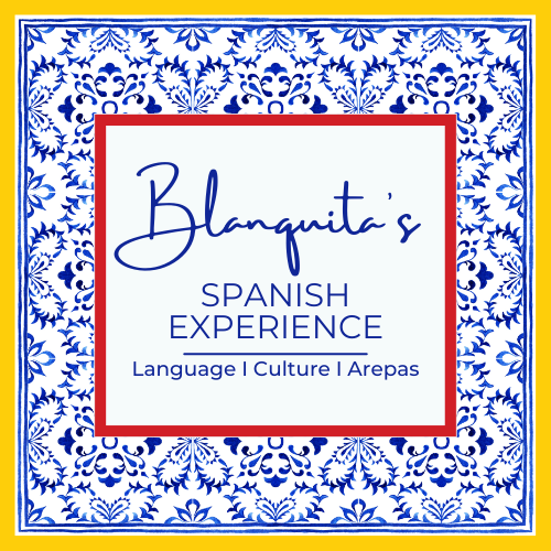 A logo we created for an educational organization with a blue and white tile background with yellow and red accents