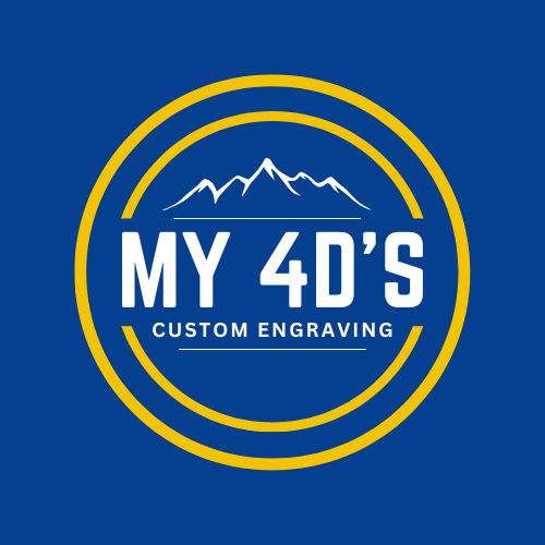 A logo we created for a 4D engraver with mountains and yellow circles