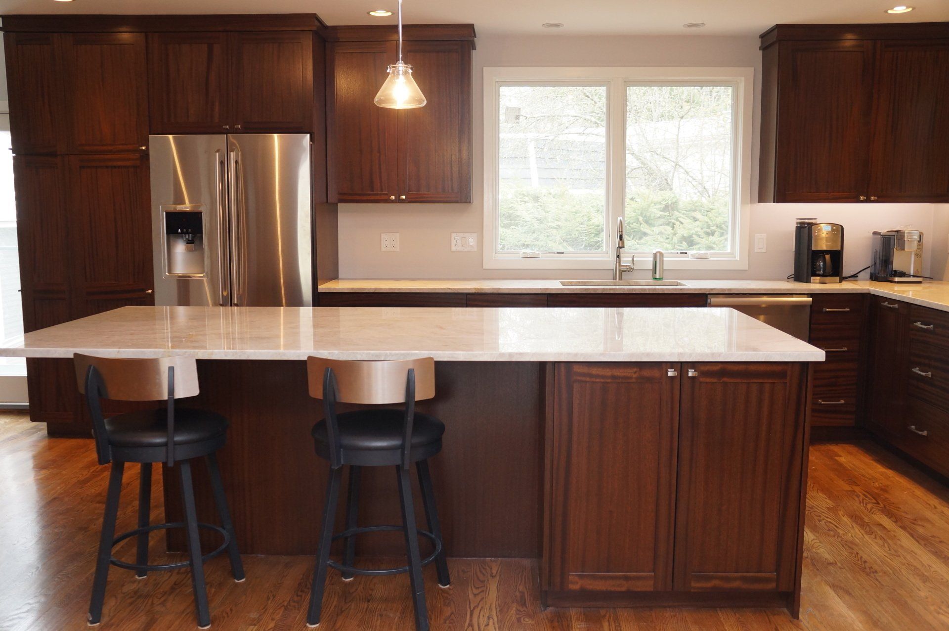 Wood Kitchen Cabinets | Ribbon Mahogany Custom Kitchen | Taylor Made Cabinets Leominster MA