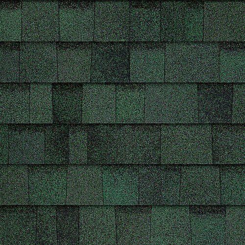 Dark green shingle roof close-up with layered rectangular tiles