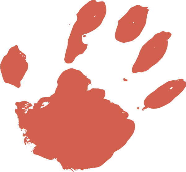Orange-red paw print on a white background
