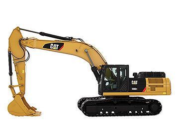 A cat excavator is shown on a white background.