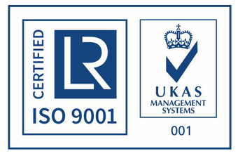 Loghi di certificazione LR e UKAS per ISO 9001 e sistemi di gestione.