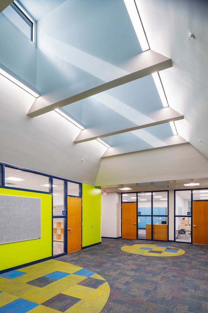 Modern school ceiling and interior architectural details