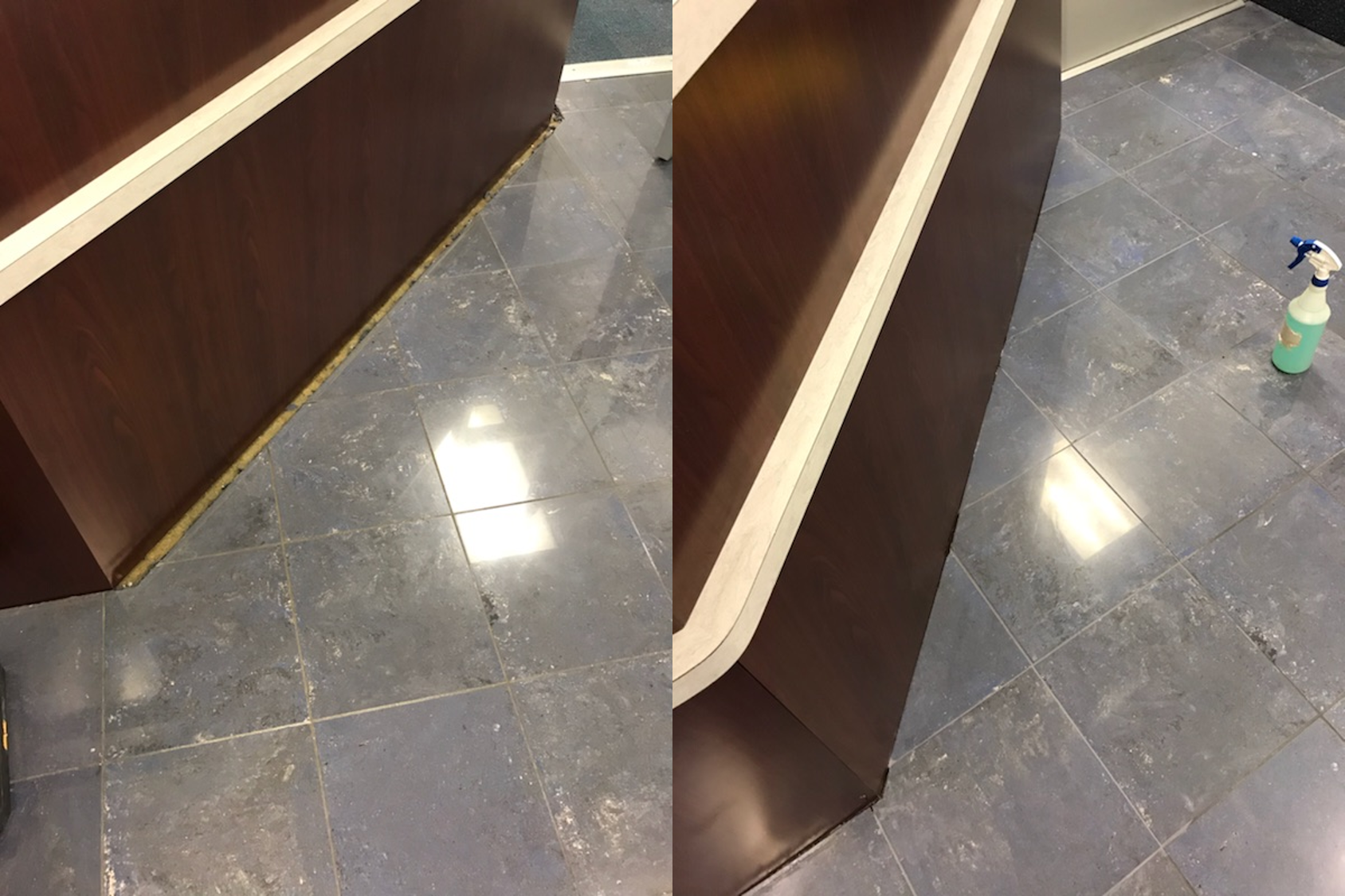 Commercial flooring repair before and after