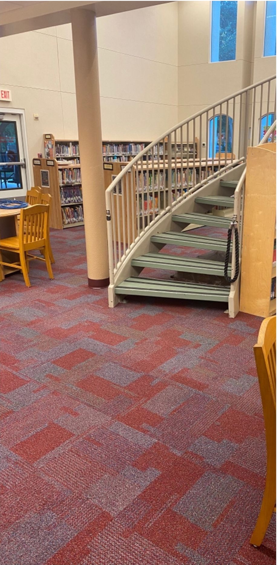 Library staircase and interior architecture