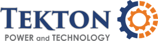 A blue and orange logo for tekton power and technology