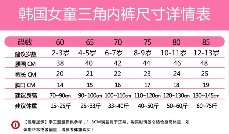 韓國女童高彈力透氣純棉隨機三角內褲