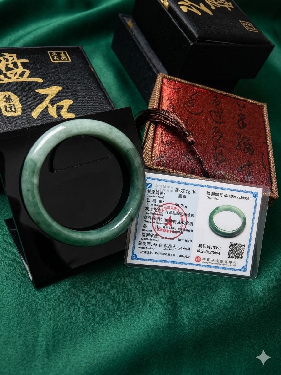 天然 翡翠圓條手鐲_1