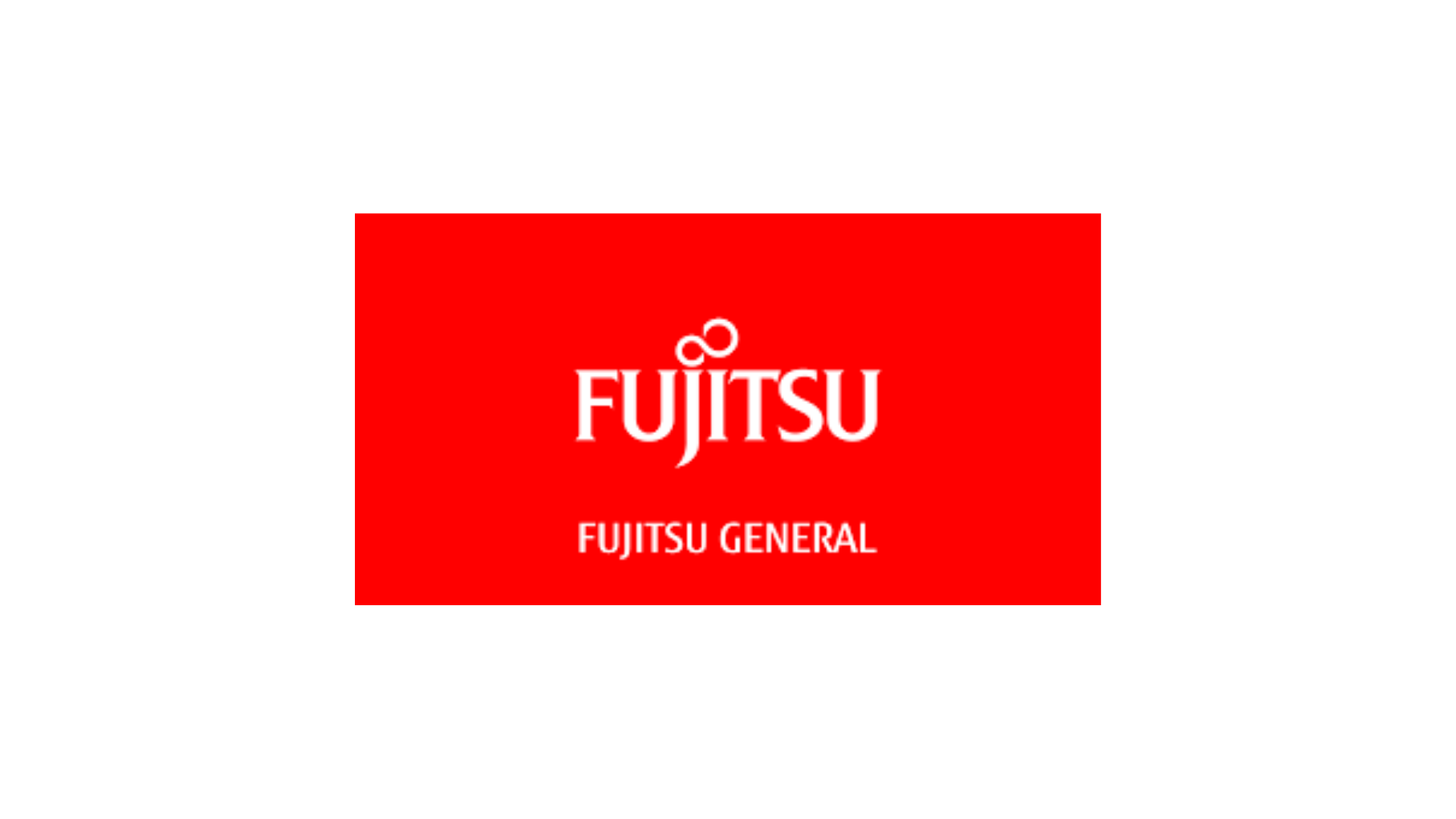 A red fujitsu general logo on a white background.