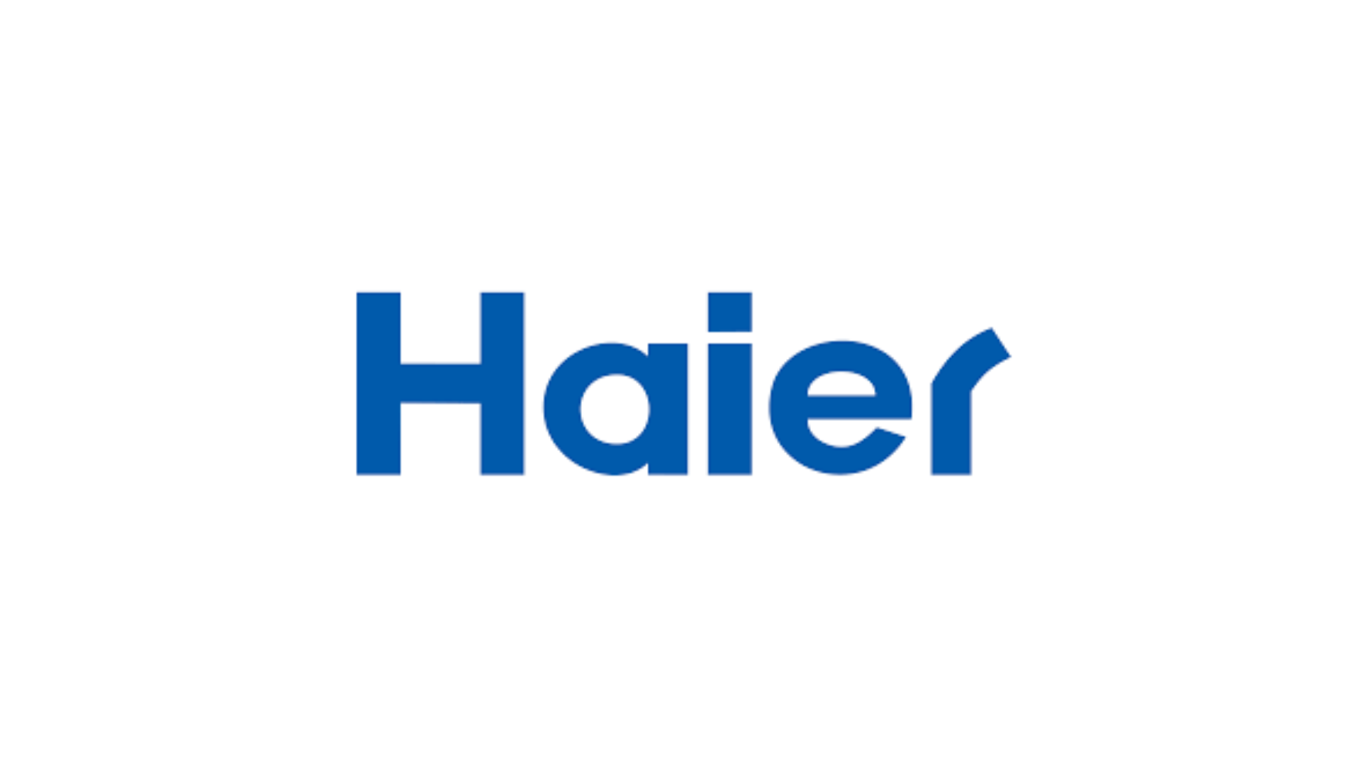 The haier logo is blue and white on a white background.