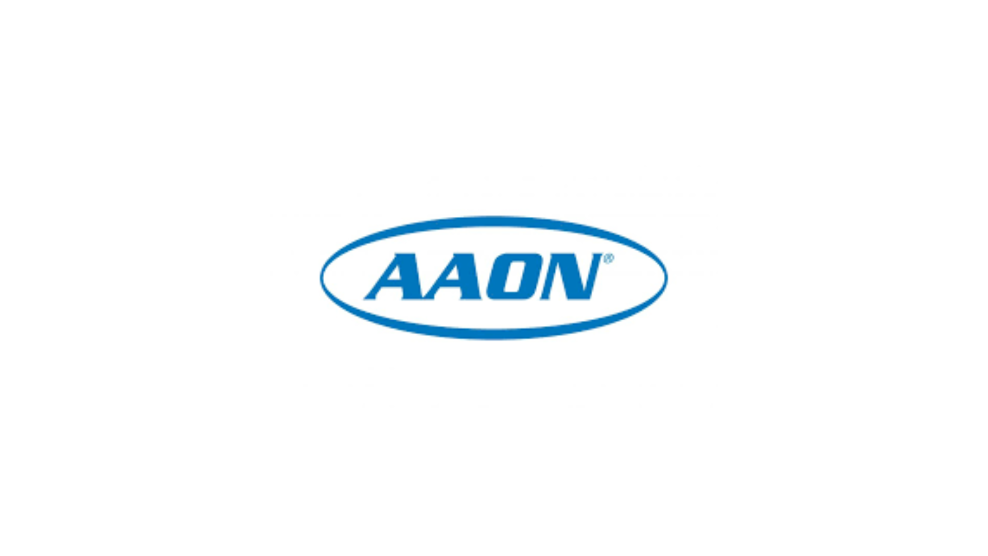 The aaon logo is blue and white on a white background.