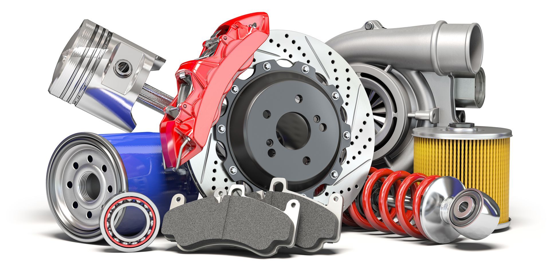 Car parts or auto car spare isolated on white background.