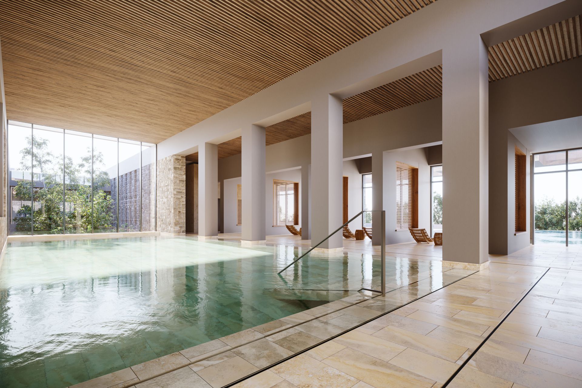 Piscine intérieure dans un spa de luxe