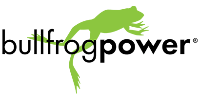 Bullfrog Power logo with green frog and black text