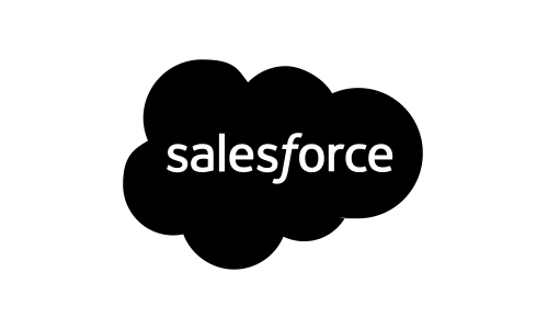 Salesforce logo in white text on a black cloud shape
