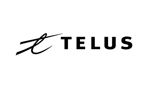 TELUS logo in black on a white background