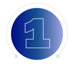 Blue circle with white outline, inside is the number 1 in white outline.