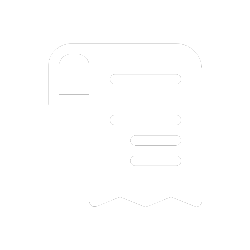 White icon of a printer printing a receipt.