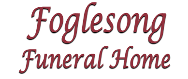 Foglesong Funeral Home logo in burgundy script on a white background