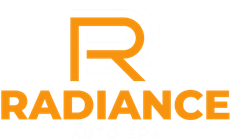 Radiance Auto Spa logo featuring a stylized orange and white "R" emblem above the Radiance Auto Spa wordmark.