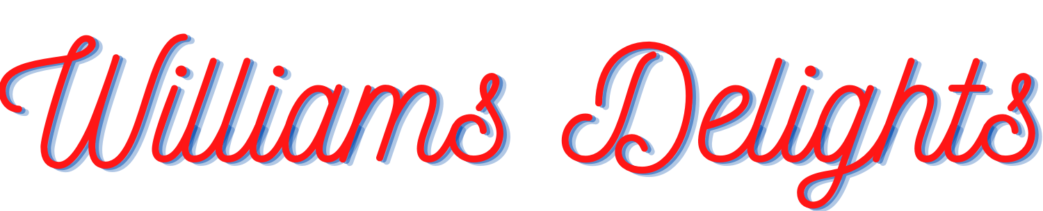 Williams Delights logo in red cursive script