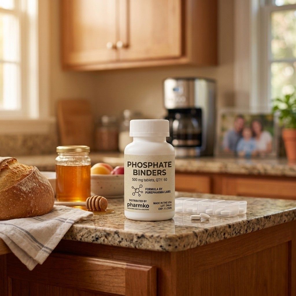 White Pharmko bottle with a dark blue label reading 'Binders,' representing Pharmko’s line of specialty binder medications and nutritional support products.