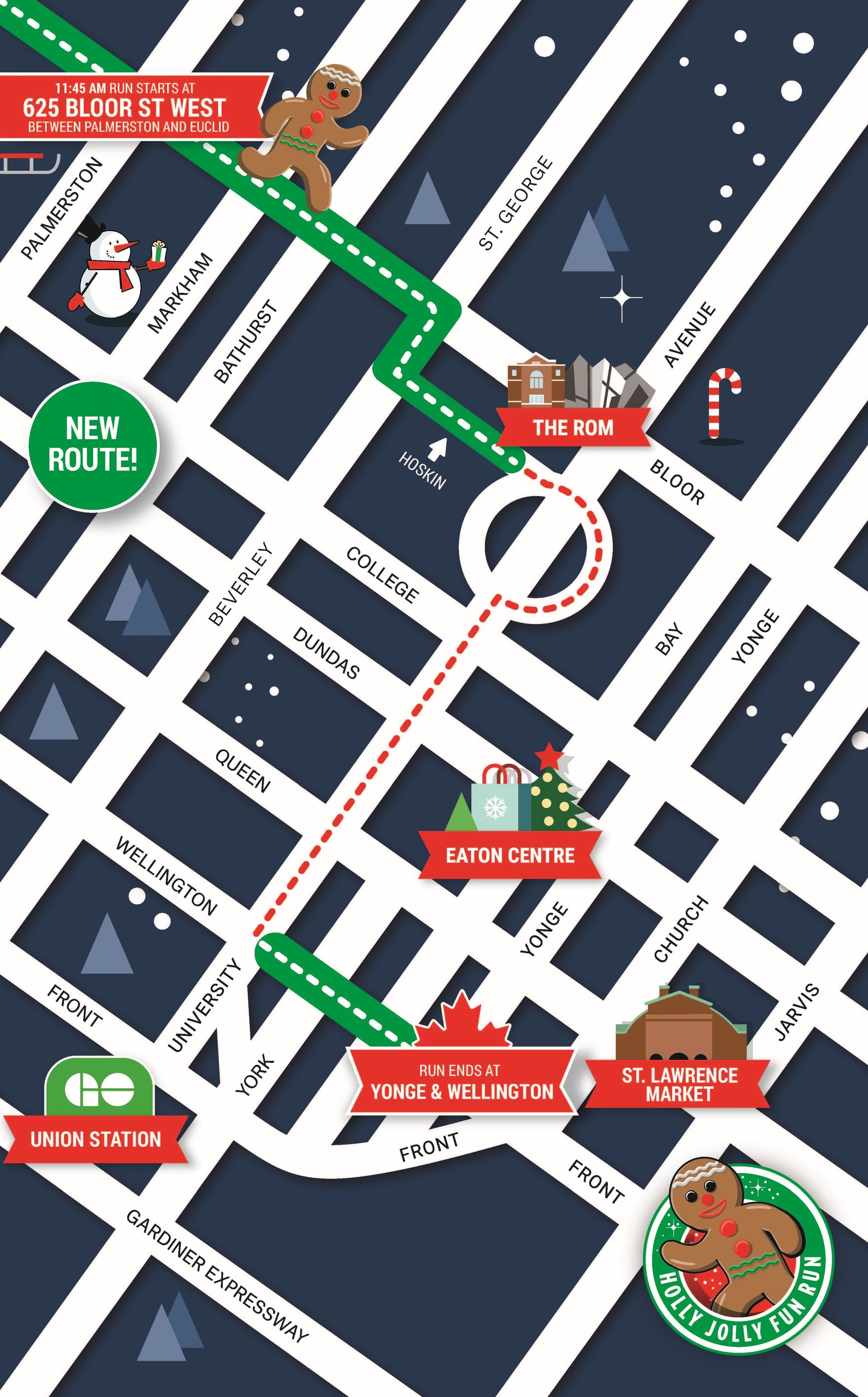A map of a city with a gingerbread man on it.