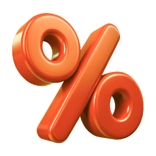 Orange 3D percent symbol on a white background | Beach Cities Auto Clinic