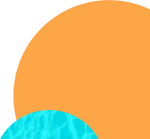 Abstract orange and turquoise overlapping circles on a white background | Beach Cities Auto Clinic