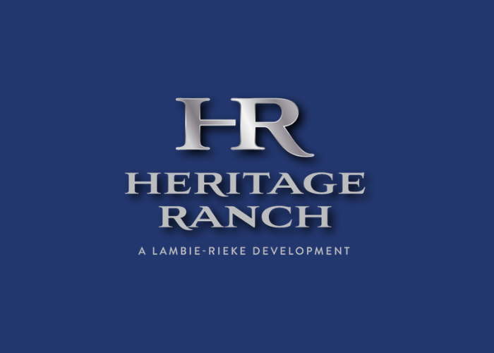 A logo for heritage ranch a lambie-rieke development