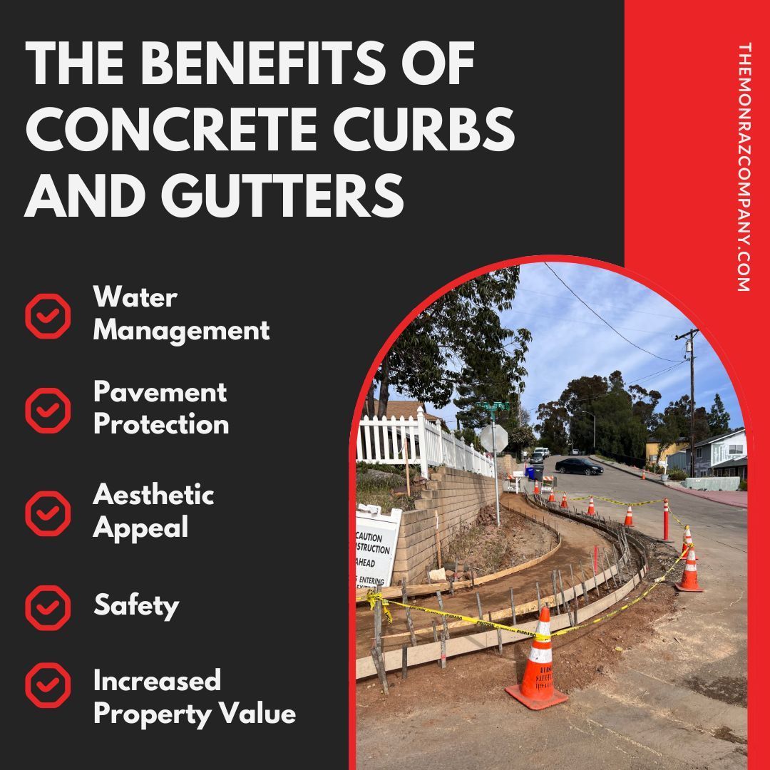 The benefits of concrete curbs and gutters include water management pavement protection and aesthetic appeal