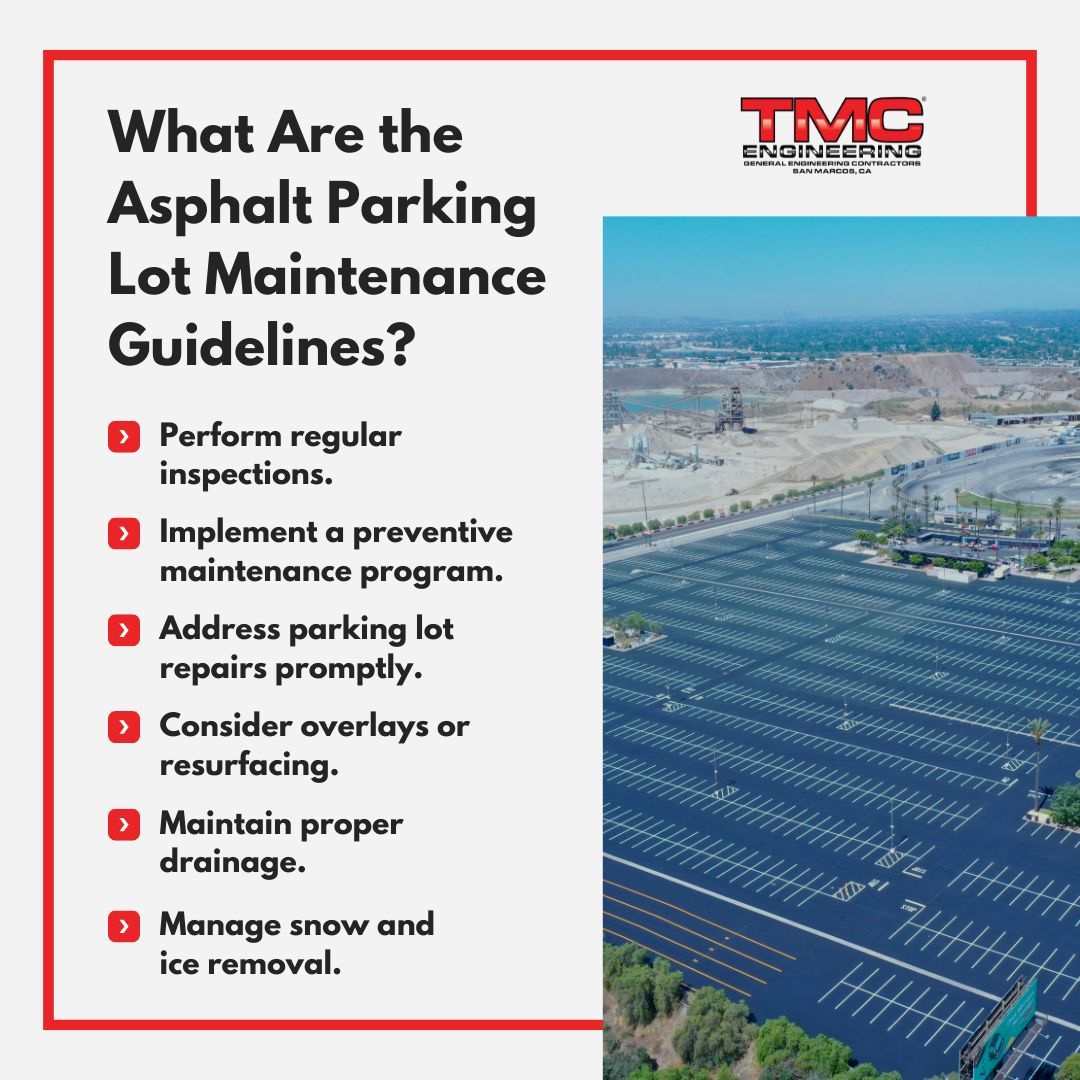 A poster that says what are the asphalt parking lot maintenance guidelines