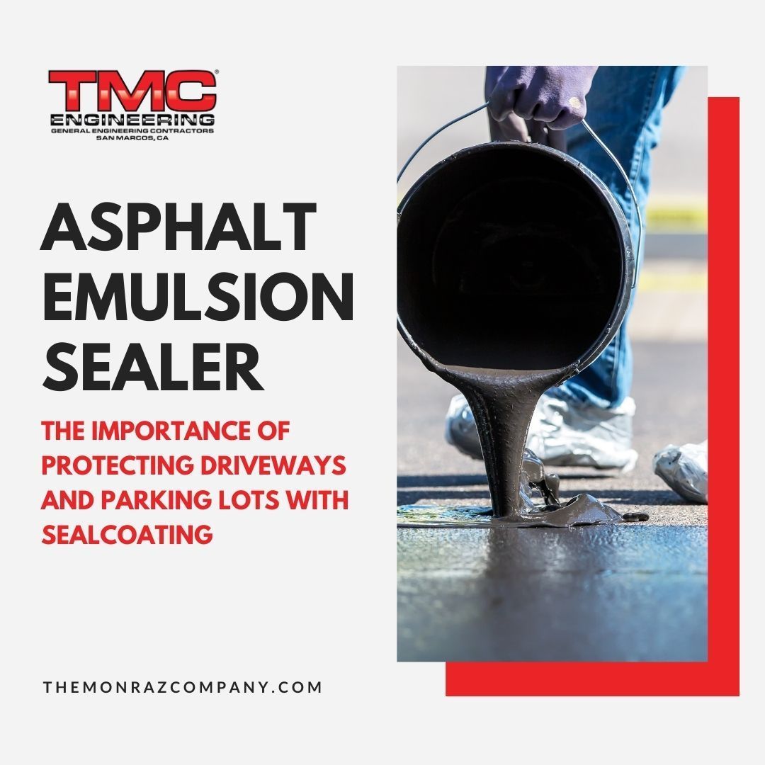 A person is pouring asphalt emulsion sealer on a driveway.