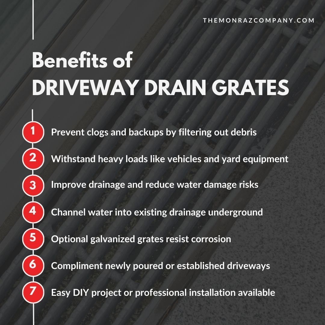 A poster explaining the benefits of driveway drain grates
