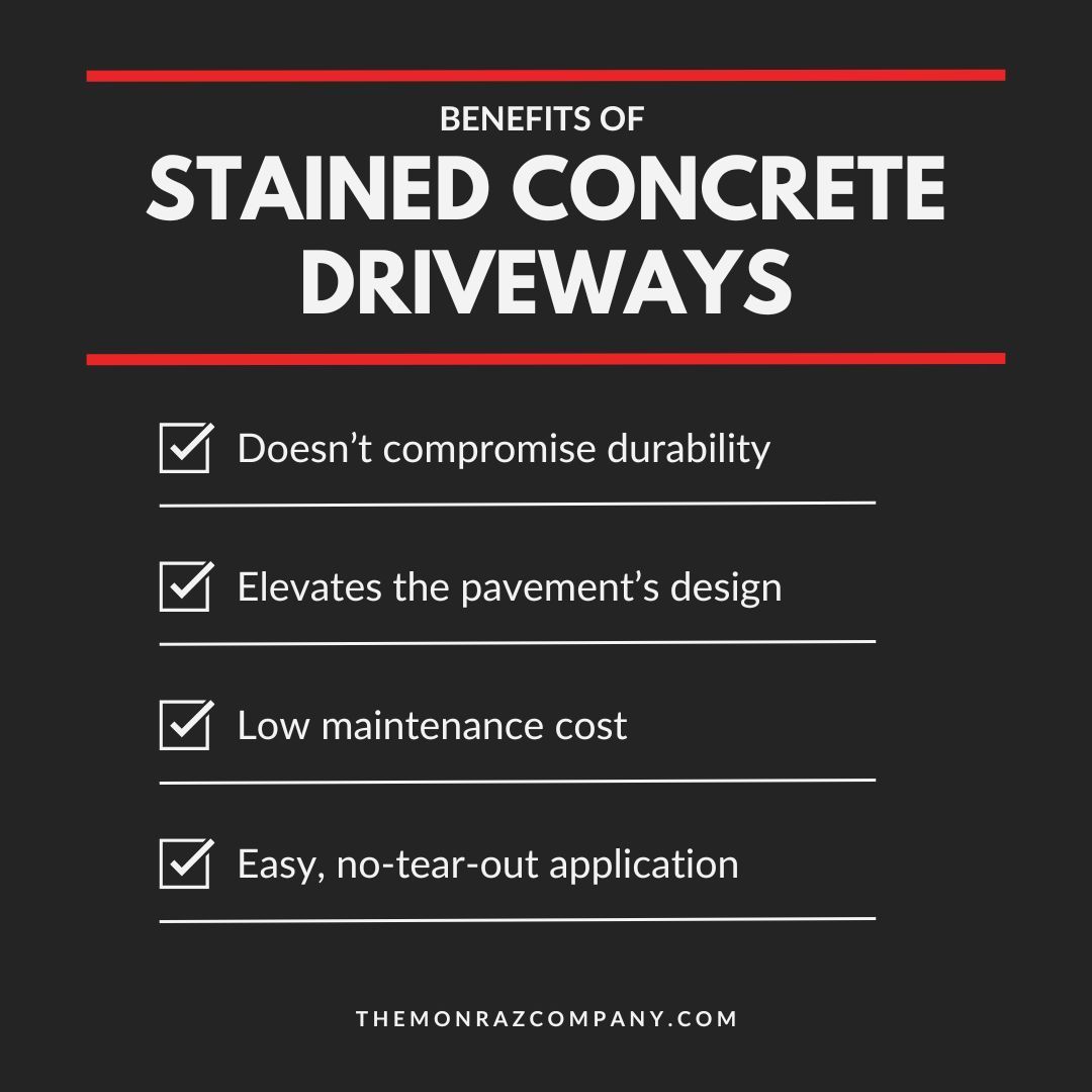 A poster explaining the benefits of stained concrete driveways