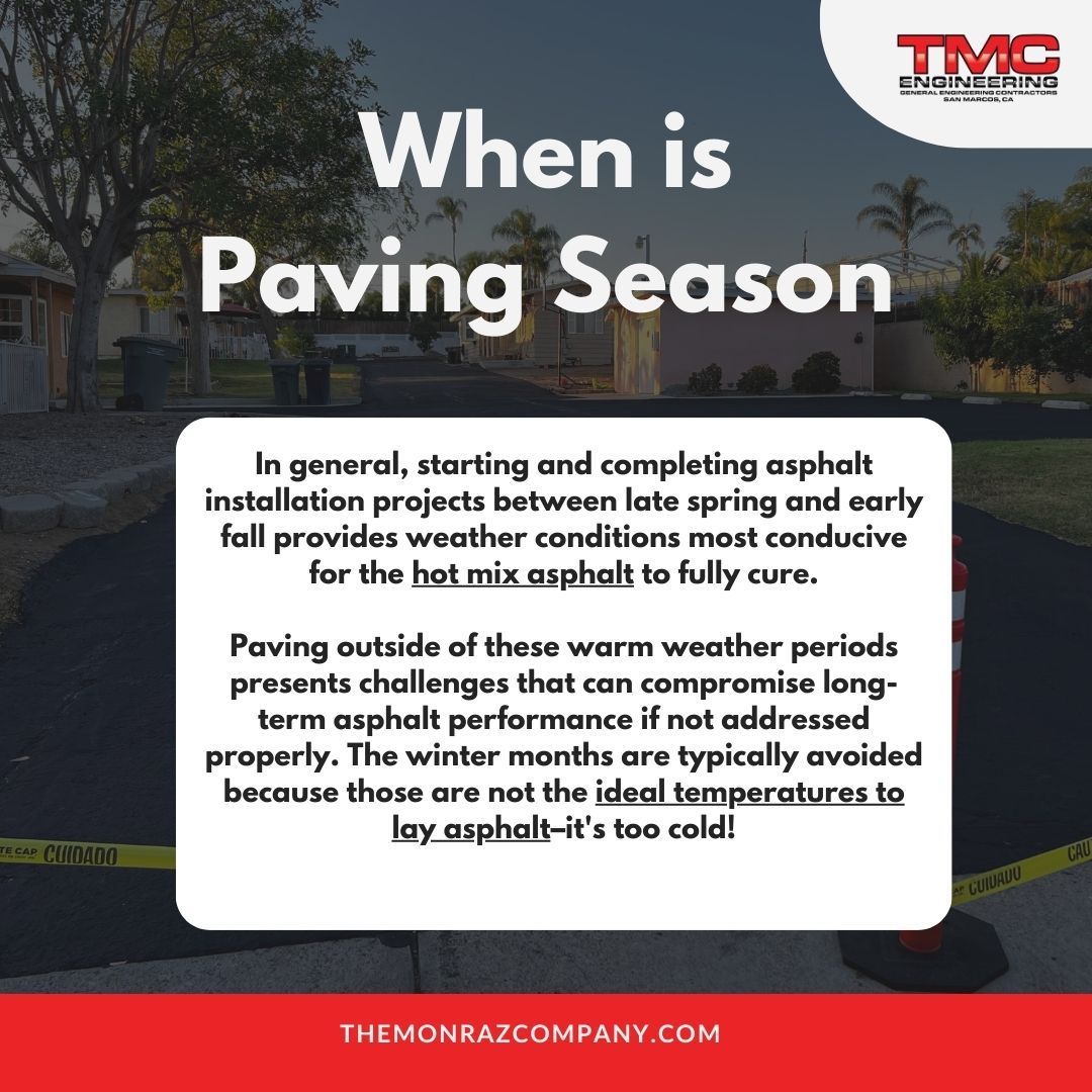 A sign that says when is paving season on it