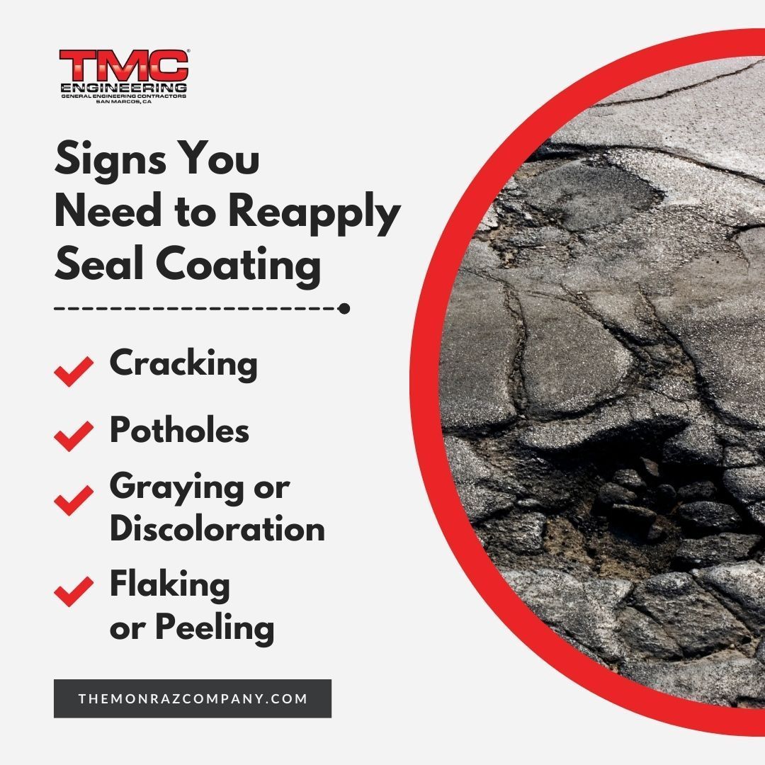 Signs you need to reapply seal coating cracking potholes graying or discoloration flaking or peeling
