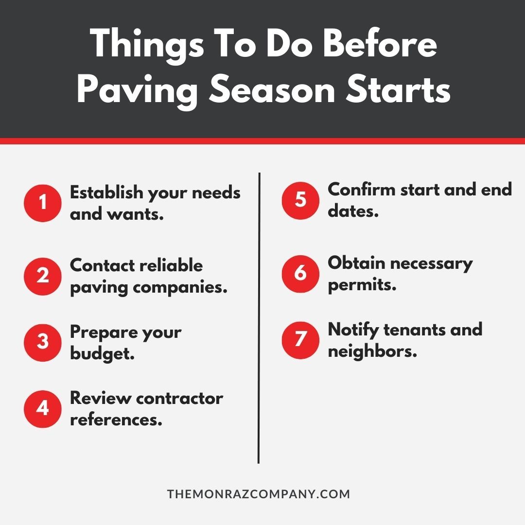 A list of things to do before paving season starts