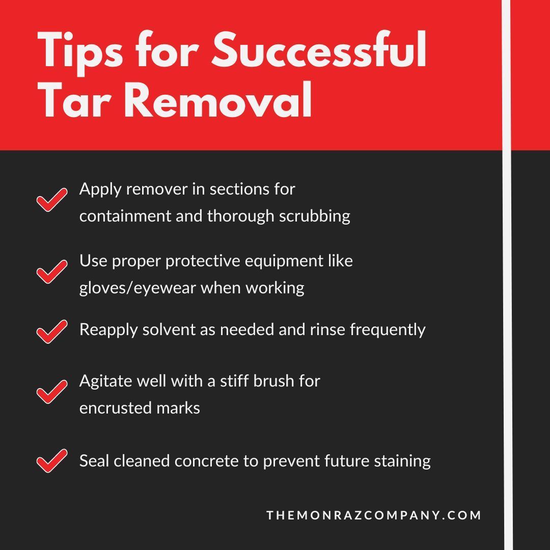 A poster that says tips for successful tar removal
