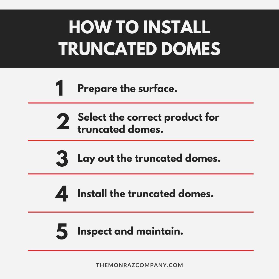 A diagram showing how to install truncated domes