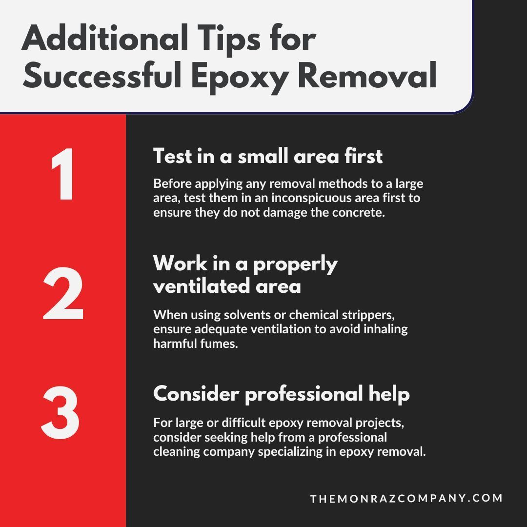 A poster with additional tips for successful epoxy removal