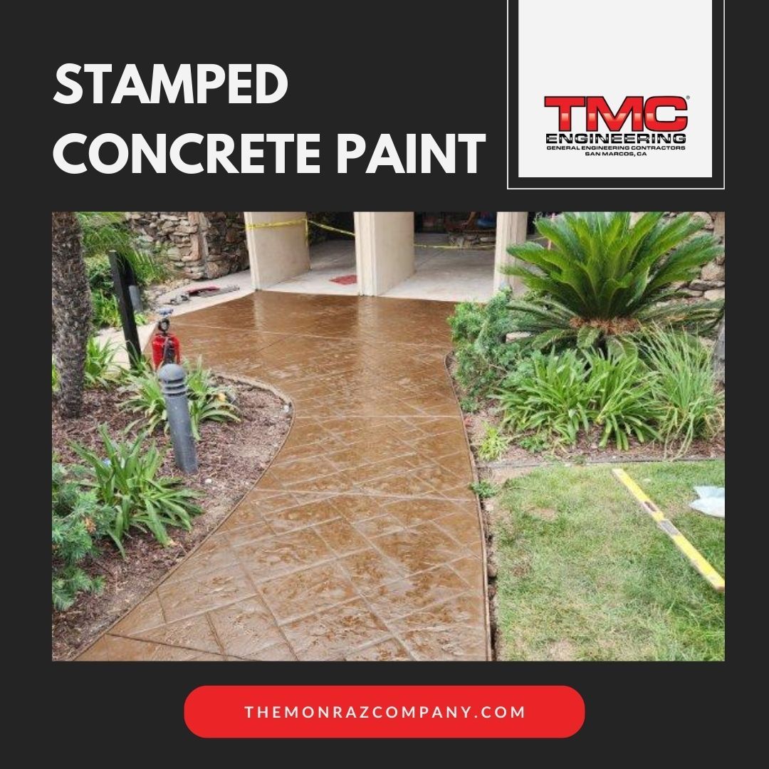 A picture of a stamped concrete paint walkway