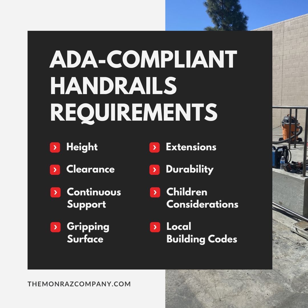 A poster explaining the requirements for ada compliant handrails