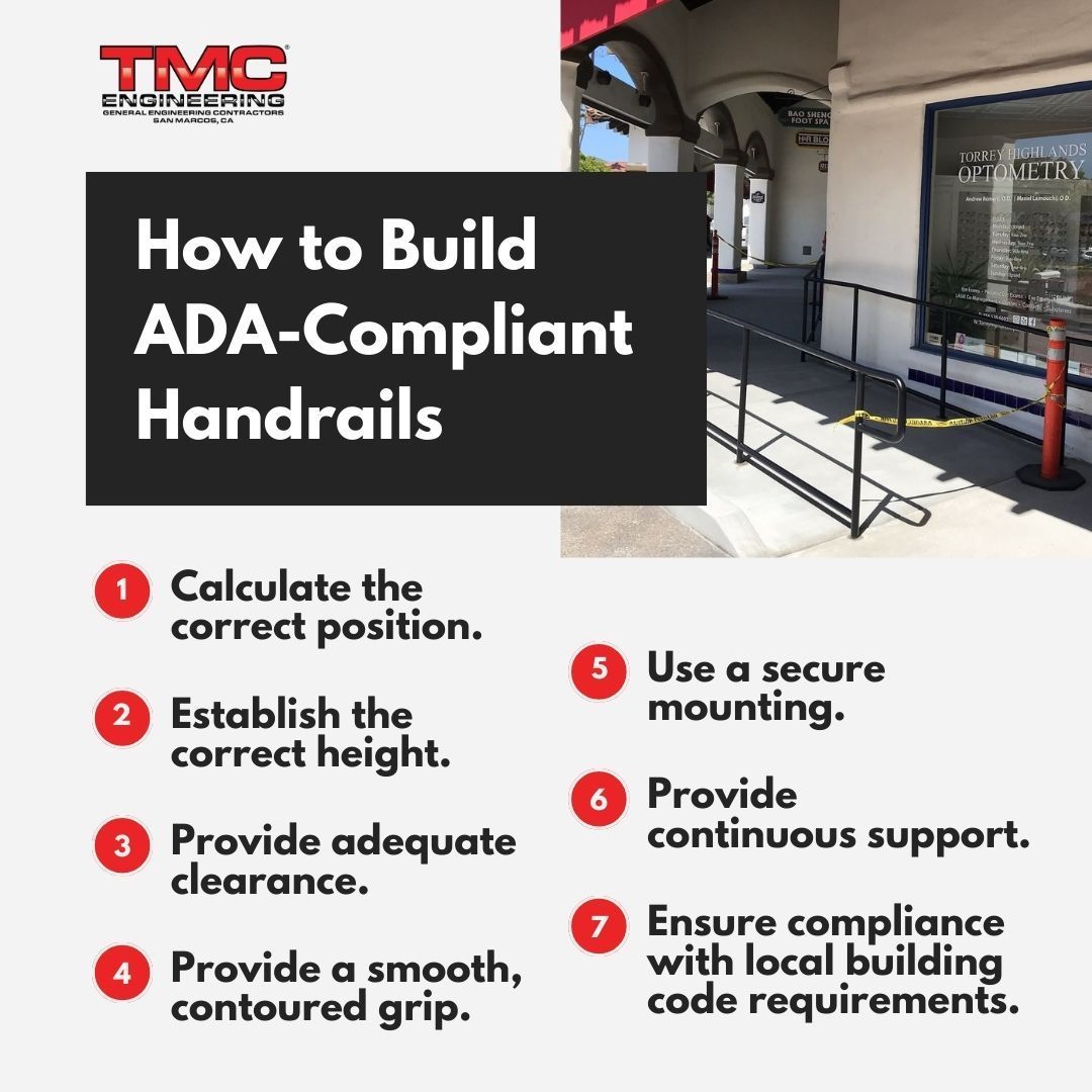 A poster explaining how to build ada compliant handrails