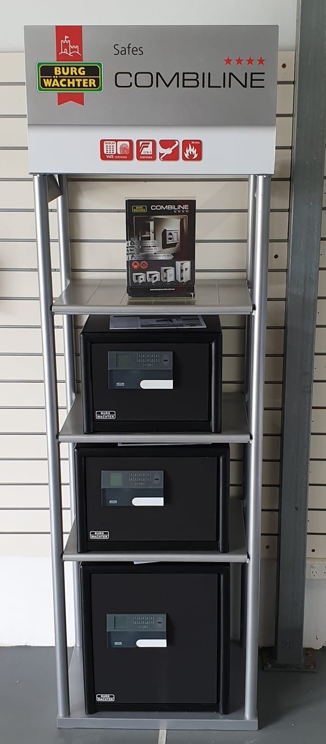 Multiple Safes on a Display Stand — Safe Locksmiths on the Sunshine Coast, QLD