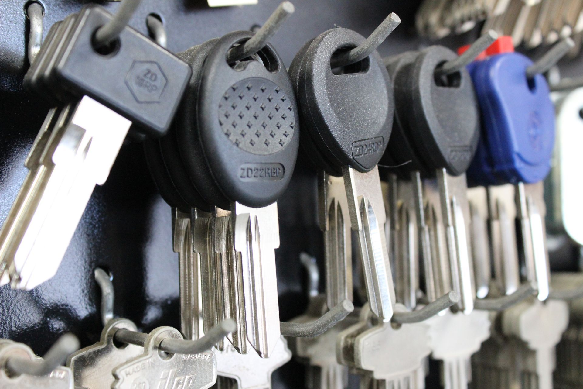 Automotive Keys on hooks uncut — Locksmiths on the Sunshine Coast, QLD
