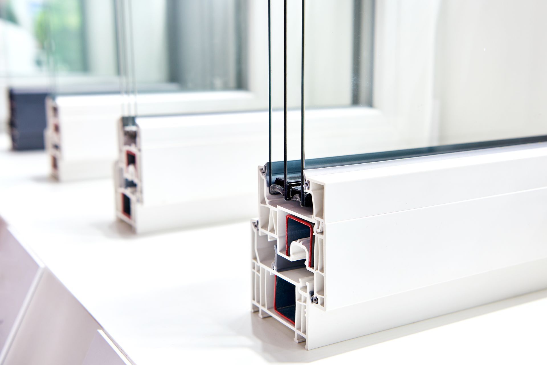 Sectional frame of plastic insulating glass unit. Sectional frame of plastic insulating glass unit.
